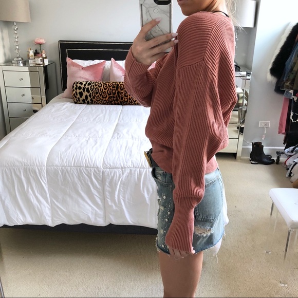 Free People V-Neck Knit Sweater Cinnamon Color - Picture 2 of 7